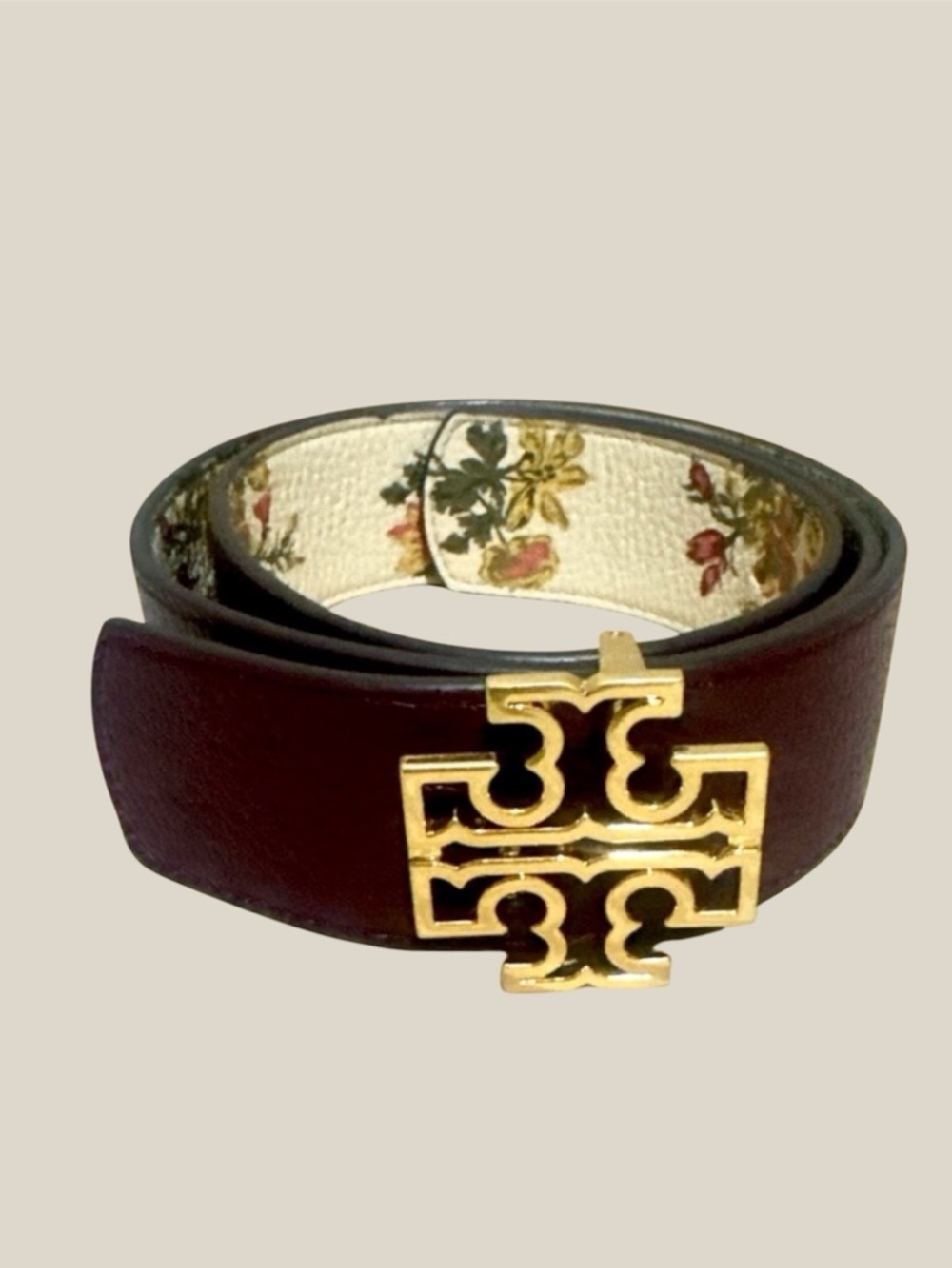 TORY BURCH Reversible Belt with Gold Emblem - Picture 4 of 4